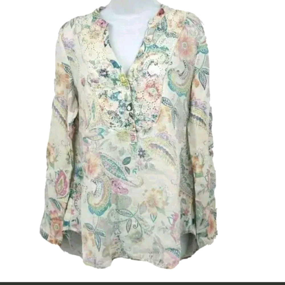 Malvin Hamburg Germany medium blouse top linen